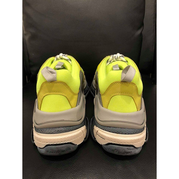 Balenciaga Triple S Sneaker Neon Yellow Grey Speed Flat Trainer 44 Mens US 11 - Picture 11 of 12